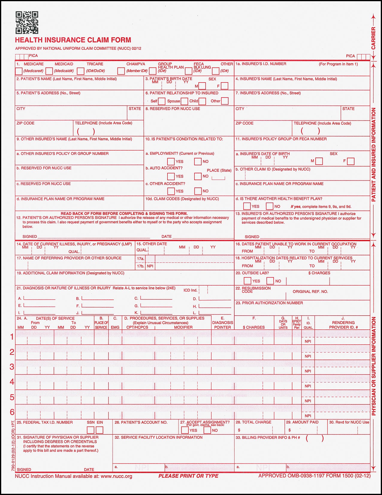 HFCA / CMS 1500 Claim Forms