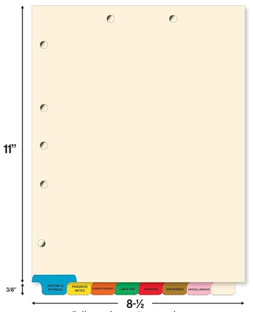 Patient Chart Index Divider Sets