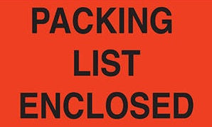 Packing List Enclosed Label 43521