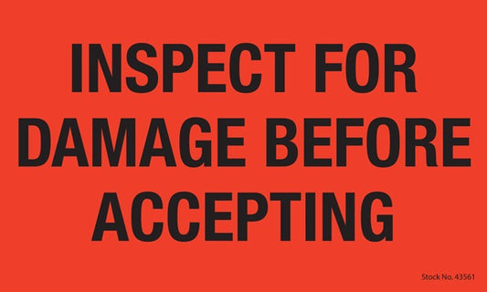 Inspect For Damage Label 43561